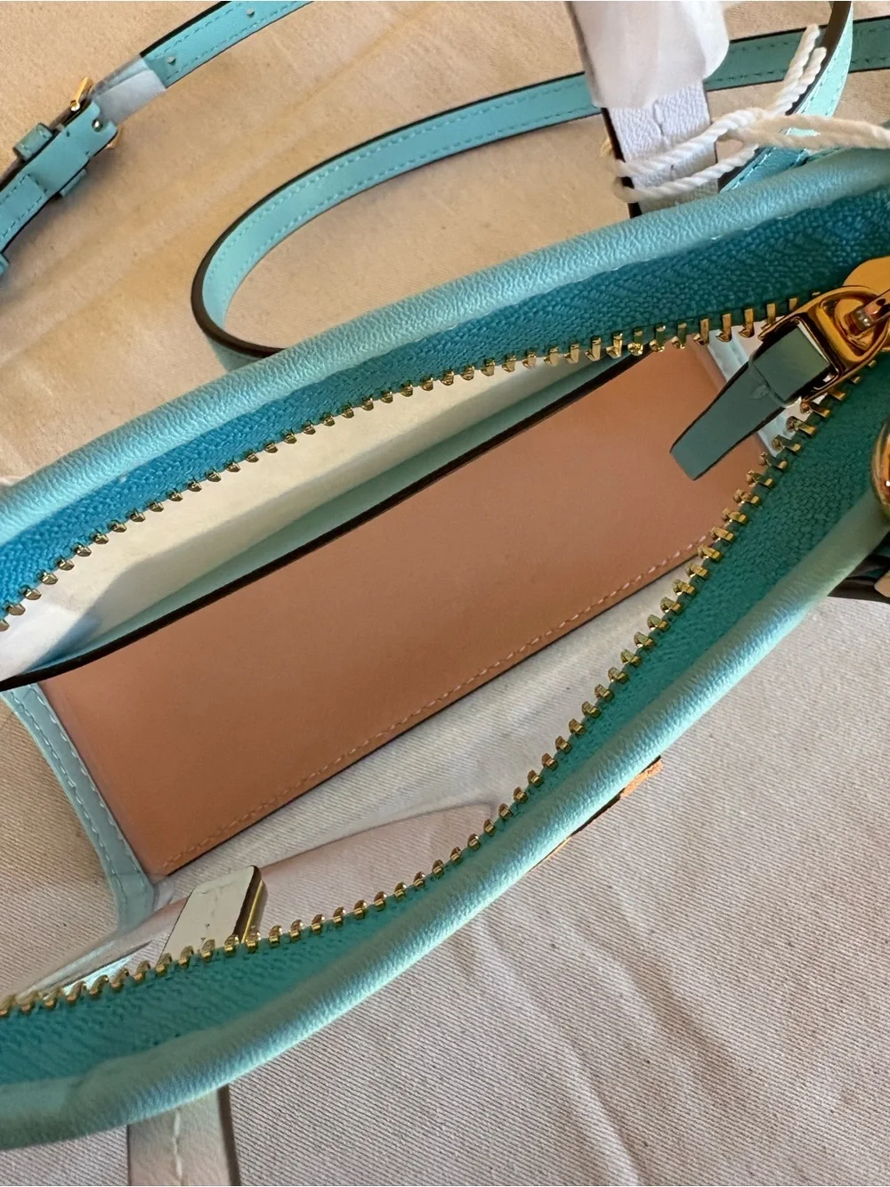 Tory Burch Clear Crossbody with Mint and Yellow Trim